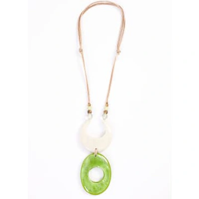 Shop Naya Moon Shape Necklace With Discs Stone/green