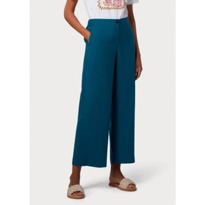 Shop Paul Smith Wide Leg Elasticated Cropped Trousers Col: 46 Indigo, Size: