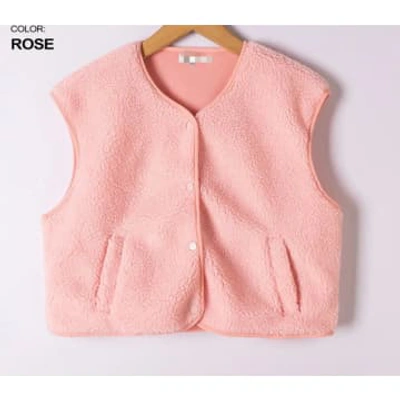 Shop Anorak Graciela Baby Pink Fleece Waistcoat Gillet One Size