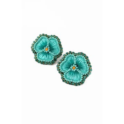 Shop My Doris Turquoise Pansy Stud Earrings In Blue