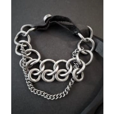 Shop Goti 925 Silver And Leather Bracelet Br2197 In Metallic