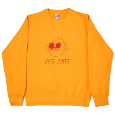 Shop Yuk Fun | 'yes Mate No Mate' Yellow Sweatshirt