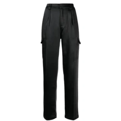 Shop Paige Womenswear Malika Satin Cargo Pant In Black