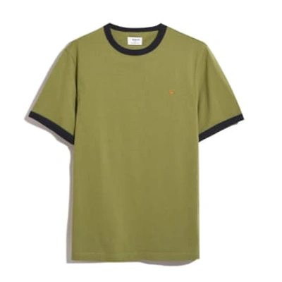 Shop Farah F4kfd041 Groves Ringer T Shirt In Moss Green