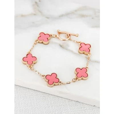 Shop Envy Pink Clover Bracelet Gold