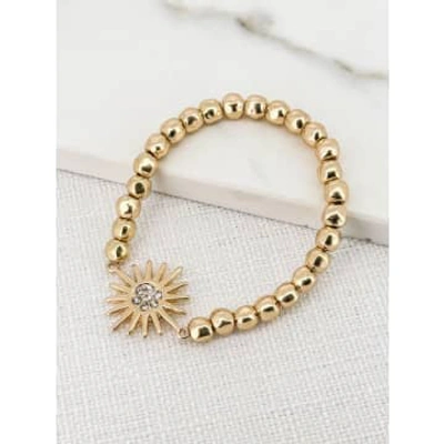 Shop Envy Gold Beaded Bracelet With Gold Sun