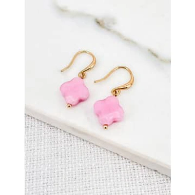 Shop Envy Pink Clover Bead Earrings Gold