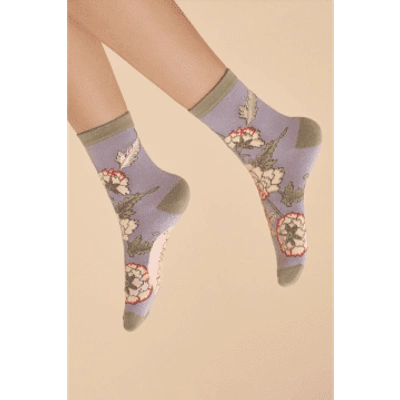 Shop Powder Soc653 Lilac Paisley Ankle Socks