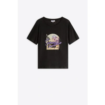 Shop Anorak Suncoo Mark Acid Wash Graphic T-shirt Dark Grey Loose Fit