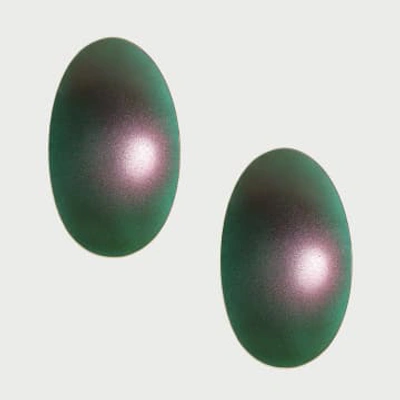 Shop Katerina Vassou Earrings With Green Curved Discs
