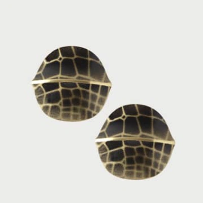 Shop Katerina Vassou Leopard Print Textured Disc Earrings In Animal Print