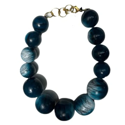 Shop Katerina Vassou Brass Large Bead Necklace Blue