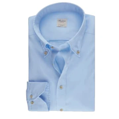 Shop Stenströms Shirts Fitted Body Casual Oxford Shirt In Blue