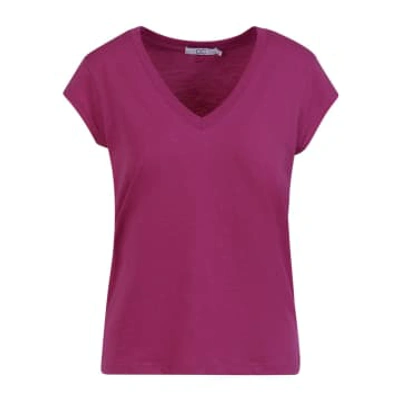 Shop Cc Heart Basic V-neck T-shirt Berry