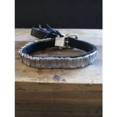 Shop Goti 925 Silver And Leather Bracelet Br 605 In Metallic