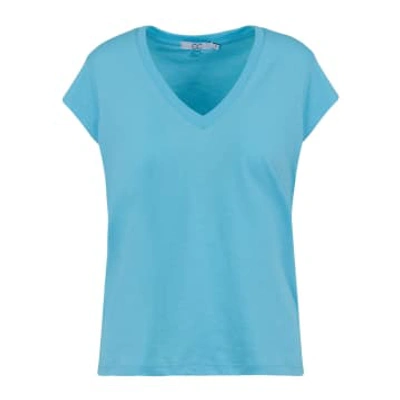 Shop Cc Heart Basic V-neck T-shirt Aqua Blue