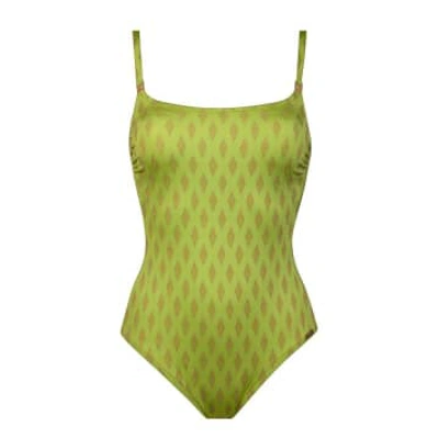 Shop Maryan Mehlhorn 4081 Swimsuit In Lime/gold In Green