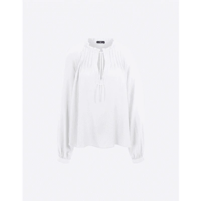 Shop Riani Frilled Collar Tie Neck Blouse Col: 110 Off White, Size: 10