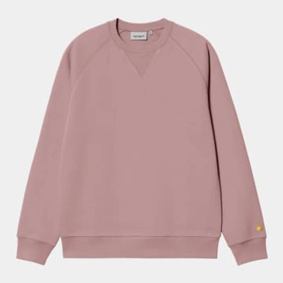 Shop Carhartt Sweat Chase Glassy Pink / Gold