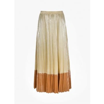 Shop Ange Justyno Plisse Skirt In Cream And Sand In Neutrals