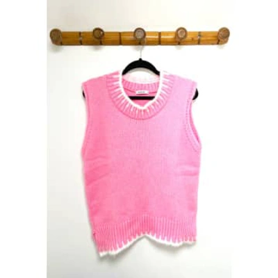 Shop Studio Contrast Stitch Knitted Tank Top In Pink