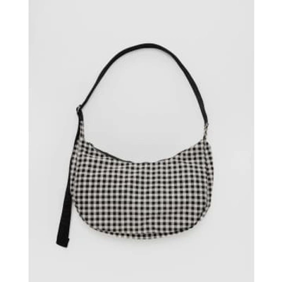 Shop Baggu Medium Nylon Crescent Bag Black & White Gingham