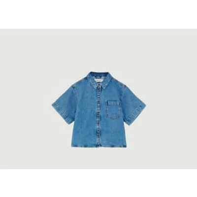 Shop Skall Studio Augusta Short-sleeved Denim Shirt In Blue