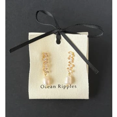Shop Ocean Ripples Pearl Zirconia Zigzag 1761 Earrings