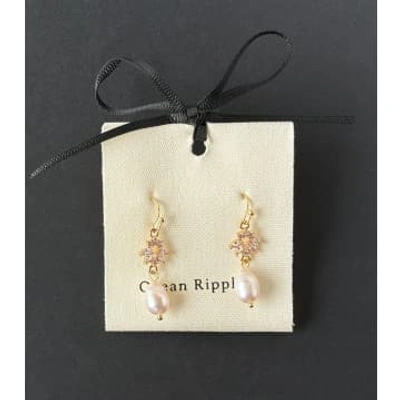Shop Ocean Ripples Pearl Zirconia Flower 876 Earrings