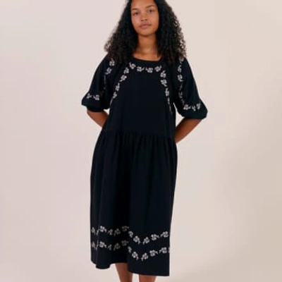 Shop Sideline Heather Dress Black Embroidered
