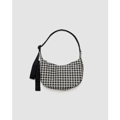 Shop Baggu Small Nylon Crescent Bag Black & White Gingham