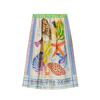 Shop Me 369 Vanessa Print Midi Skirt In Magic Ocean