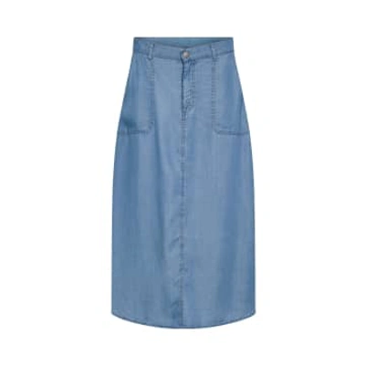 Shop Soya Concept Liv Skirt In Blue Chambray 40574