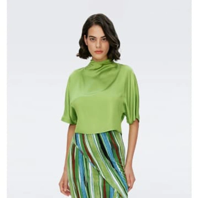 Shop Dvf Olympia Top In Chartreuse