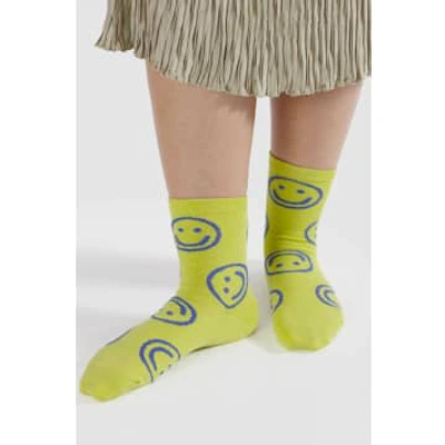 Shop Baggu Citron Happy Crew Socks
