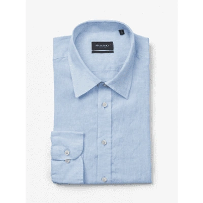 Shop Sand State Soft Short Sleeve Linen Shirt Col: 500 Sky Blue, Size: 39 In Neutrals