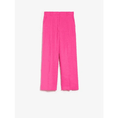 Shop Max Mara Weekend Malizia Wide Leg Linen Trousers Size: 12, Col: Pink