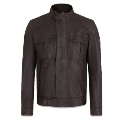 Shop Belstaff Gangster Leather Jacket Antique Brown
