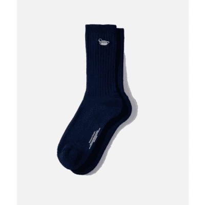 Shop Edmmond Studio Navy Duck Socks In Blue