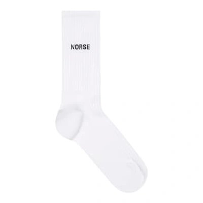 Shop Norse Projects Bjarki Logo Sports Socks In White