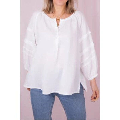 Shop Rosso35 White Collarless Blouse