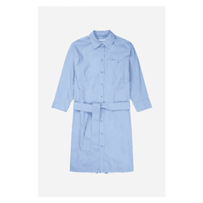 Shop Munthe Masseila Floral Back Striped Shirt Dress Col: Blue/cream Multi,
