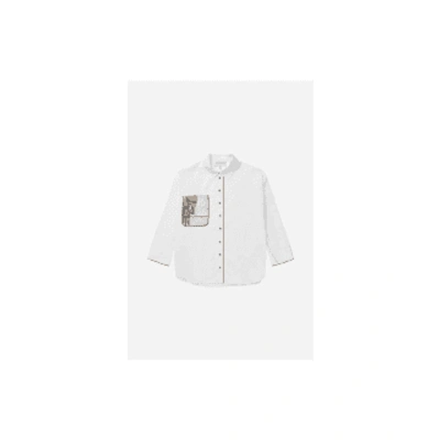 Shop Munthe Mint Donkey Pocket Detail Shirt Size: 6, Col: White In Green