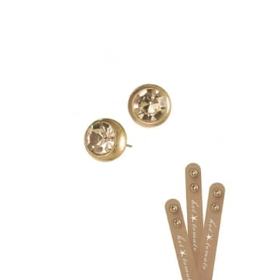 Shop Hot Tomato Rub Over Crystal Studs Gold