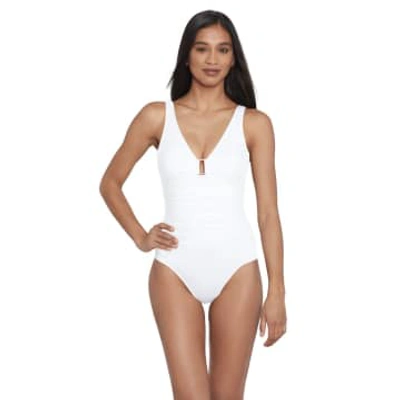 Shop Ralph Lauren Beach Club Swimsuit In White