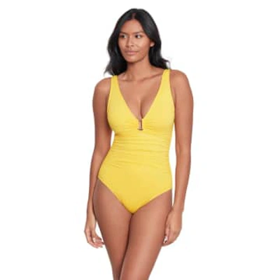 Shop Ralph Lauren Beach Club Swimsuit In Yellow