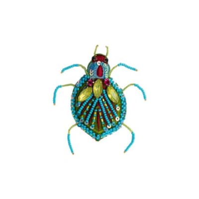 Shop Re Brooch Beaded Jewelled Beetle Amber