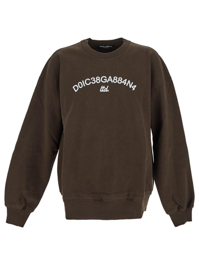 Shop Dolce & Gabbana Cotton Sweatshirt In Brown