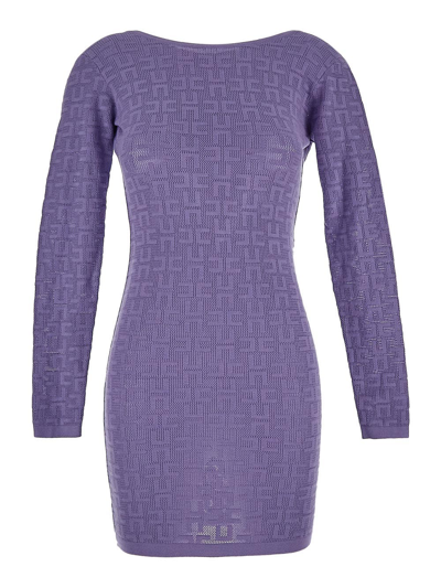Shop Elisabetta Franchi Logo Dress In Purple
