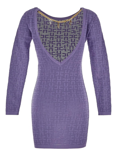 Shop Elisabetta Franchi Logo Dress In Purple